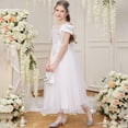 thumbnail image 6 of Toddler Girl Dress Size 9-10Y Kids Elegant Short Sleeve Round Neck Birthday Pageant Party Dress Girl Dresses, 6 of 9