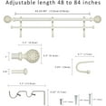 thumbnail image 3 of eTeckram 1" Double Curtain Rod with Geo Ball Finials and holdbacks(48''-84'',Weathered White), 3 of 5