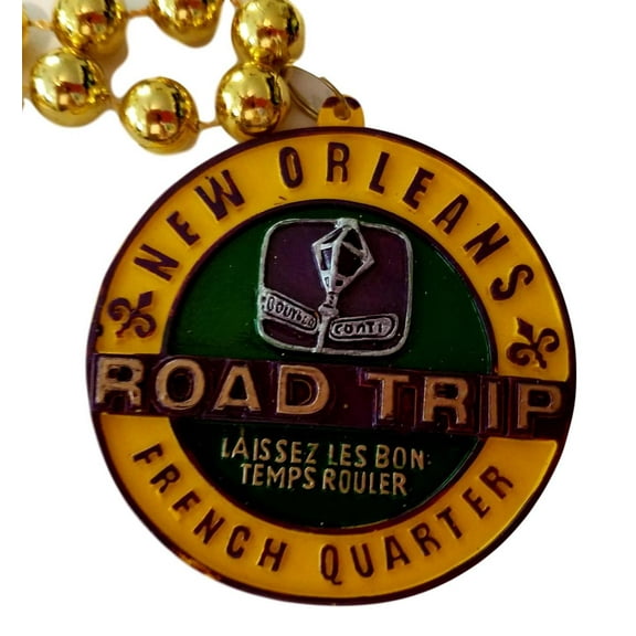 Road Trip New Orleans French Quarter Mardi Gras Bead Necklace