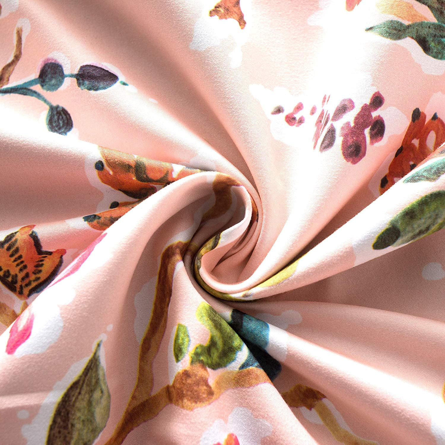 DriftAway Lauren Colorful Watercolor Tree Pattern Blackout Lined Grommet Window Curtain 84"L x 52"W Blush