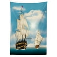 thumbnail image 3 of Ambesonne Vintage Boat Tablecloth Rectangular Table Cover, Antique Ships Navy, 60"x84", Multicolor, 3 of 4
