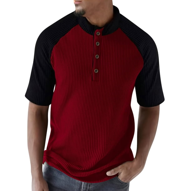 Camisa de Manga Larga Al Aire Libre de la Capa Base de Manga Corta Casual Mangas Raglan Color Bloqueado, de Pie Cuello Superior