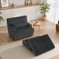 thumbnail image 5 of DREAMSIDEA Oversized Accent Chair with Ottoman for Living Room, Faux Fur Accent Armchair Single Reading Chair Set with Pillow, Indoor Chaise Lounge Sofa Bed, Dark Gray, 5 of 6