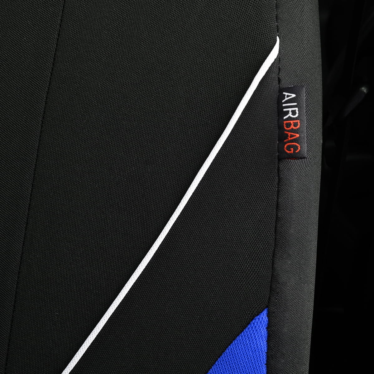 Flying Banner Car Seat Covers Front Rear Full Set Protectors Auto Interior Car Accessories Rear Bench Split 40/60 50/50 60/40 Piping Sporty Blue Black