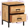 thumbnail image 2 of vidaXL Bed Cabinet with 2 Drawers 15.7"x13.8"x20.9" Solid Rough Wood Mango, 2 of 11