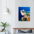 thumbnail image 3 of Nawypu  Large Blue  Wall Art Turtle Looking Swim in The Sea Prints On Canvas The Picture Animal Painting Modern Underwater World Poster Framed Art Work for Home Decoration, 3 of 4