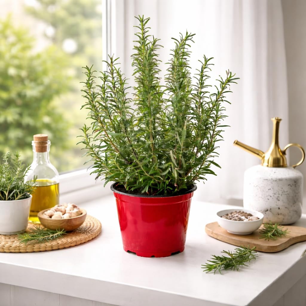 Rosemary Live Herb Plant in 6 Inch Pot, Fragrant Indoor or Outdoor Potted Herb for Kitchen Garden, Patio or Windowsill