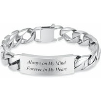 Custom ID Bracelet for Men Women Stainless Steel Cuban Cuban Link Personalized Engrave Cuban Link Bracelet Cremation Jewelry for Ashes Urn Keepsake Memorial Ash Holder Bracelet