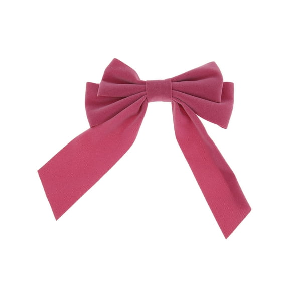 Unique Bargains 1 Pc Grace Bow Ribbon Duckbill Hair Clips for Home Rose Red Pink