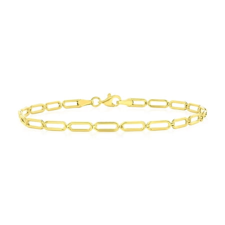 TheJewelryHut Designer 14 Yellow Gold, 3mm Paperclip Bracelet