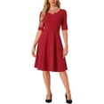 thumbnail image 2 of INSPIRE CHIC Elegant A-Line Dress for Women's V Neck Half Sleeve Casual Midi Dresses, 2 of 5
