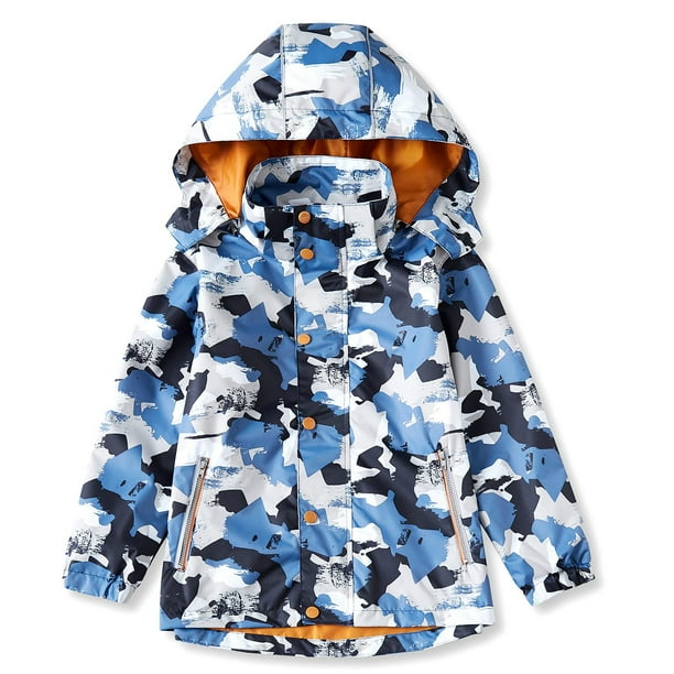 KID1234 Kids Camouflage Rain Jacket Boys Girls Quick Dry Waterproof Hooded Raincoat 514 Years