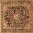 thumbnail image 1 of Ahgly Company Indoor Square Medallion Brown Traditional Area Rugs, 6' Square, 1 of 4