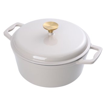 Mainstays Cocotte ronde en fonte émaillée de 4,75 quarts avec couvercle – Blanc (Lavage à la main uniquement)