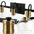 thumbnail image 5 of JONATHAN Y Marais 36.5" 5-Light Iron/Glass Rustic Vintage LED Vanity Light, Black/Brass Gold, 5 of 13