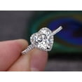 thumbnail image 2 of Trendy 1.50 Carat Halo Man made diamond moissanite Ring in Semi-Eternity Style in Silver with 18k White Gold Plating, 2 of 6