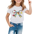 thumbnail image 2 of CPNG Children's Girls and Boys T Shirt Autism Awareness Bow Puzzle Print Loose Fit Tees Summer Casual Crew Neck Short Sleeve T-Shirt, 2 of 8