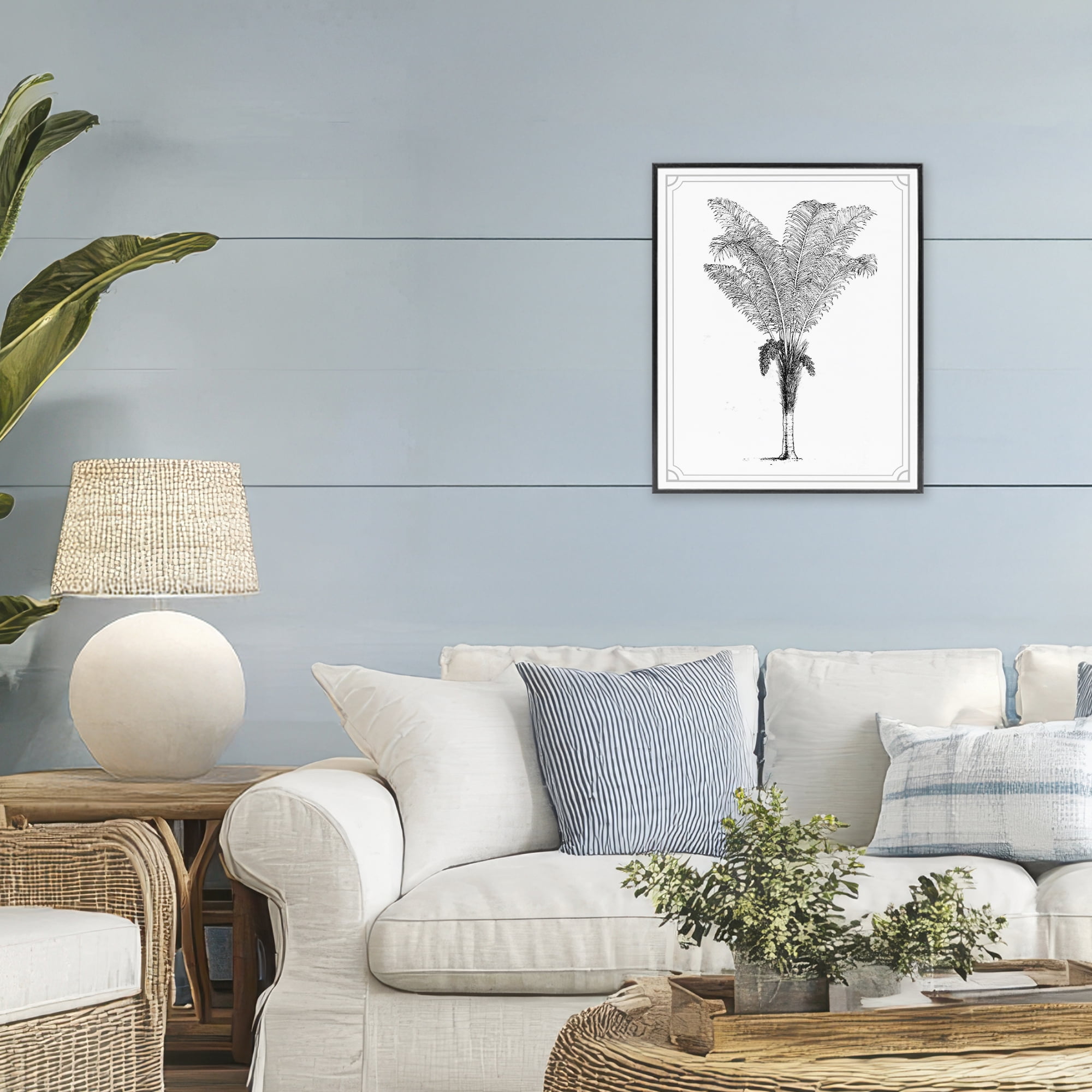 Vintage & Minimal Palm Black Framed Giclee Art, design by Lettered and Lined