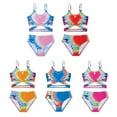 thumbnail image 3 of XBASW Kids Girls 2 Piece Swimsuits Heart Print Criss Cross Bikini Bathing Suits Set Adjustable Shoulder Straps Swimwear for 7-11 Years, 3 of 9