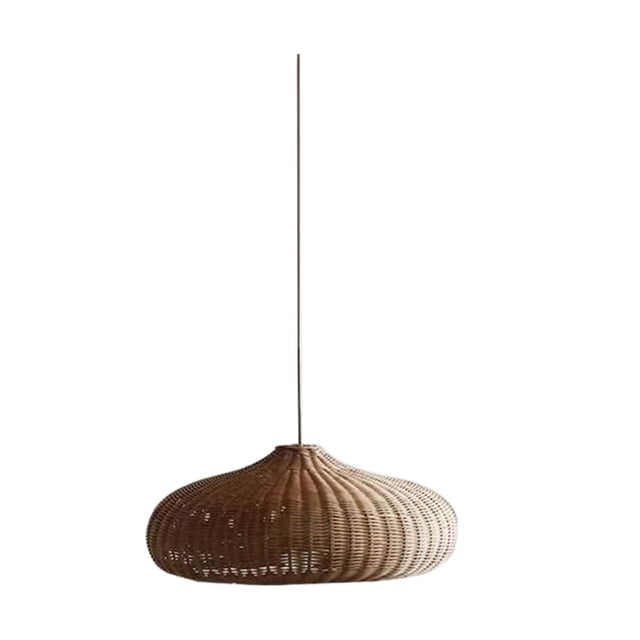 Milaget Hanging Ceiling Light Lamp Shade Rattan Weave Chandelier for Balcony Kitchen 48x48x140cm Brown