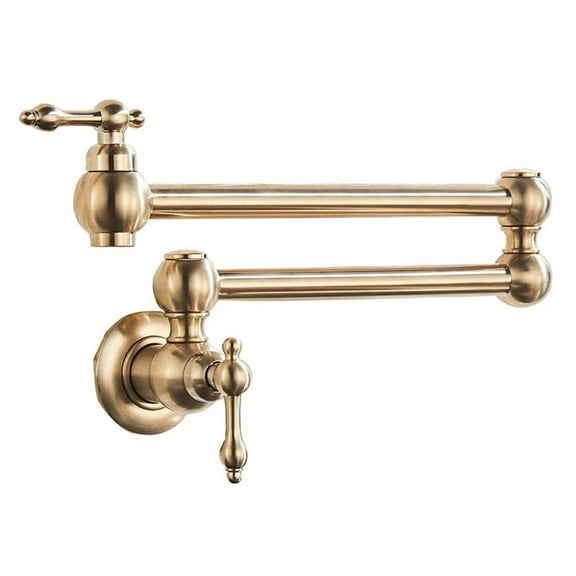 Brass Pot Filler Tap Wall Mounted Kitchen Faucet Foldable Gold Single Cold Sink Rotate Folding Spout ,Bar Laundry RV Farmhouse