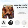 thumbnail image 3 of Balery Countryside Colorful Floral Cow Mens Swim Trunks Swim Shorts for Men Quick Dry Inseam Beach Shorts with Compression Liner Pocket-Large, 3 of 9