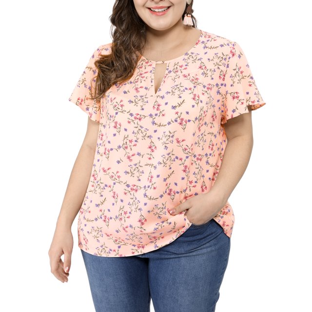BluDe GaEstampado Floral ManAcampanaOjo De CerraduTalGrande PaMujer RoXXL