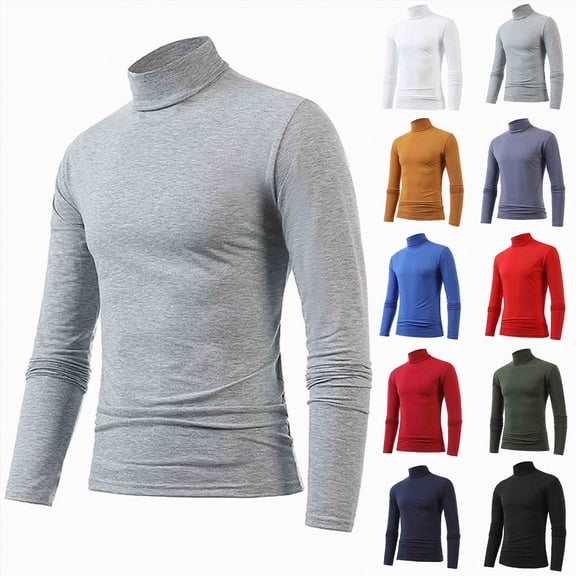 Linfrsh Mens Shirts Men's Casual Slim Fit Basic Tops Knitted Lightweight Turtleneck Pullover Sweater