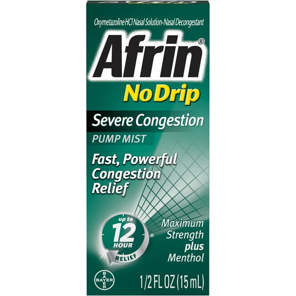 Afrin No Drip Severe 12 Hour Nasal Decongestant Pump Mist 15 Ml Walmart Com Walmart Com