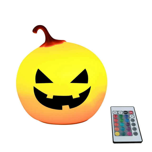 Halloween Night Light Pumpkin Lantern with Remote Control USB Rechargeable 8-Color LED Light 115 mm x 115 mm x 145 mm