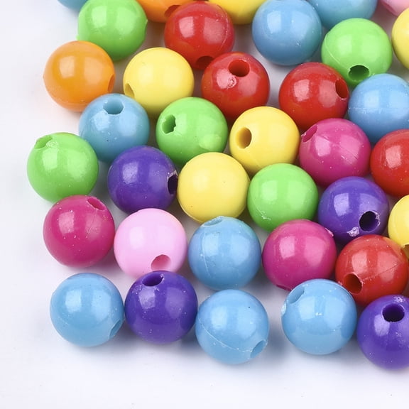 Plastic Beads Round Mixed color 9.5mm Hole: 2.5mm