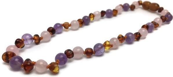 amber and rose quartz necklace
