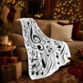 thumbnail image 3 of Abstract Musical Treble Clef Design Swirling Notes Upbeat, Dramatic Artistic Scene, Warm Flannel Blanket for Home Library and Reading Nook, Art Lovers Thanksgiving Gift, Artistic Home Decor, 3 of 9