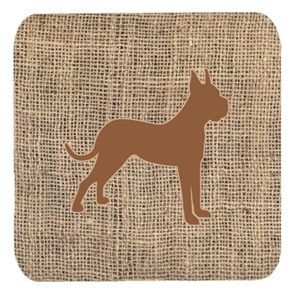Boxer Burlap and Brown Foam Coasters, Set - 4