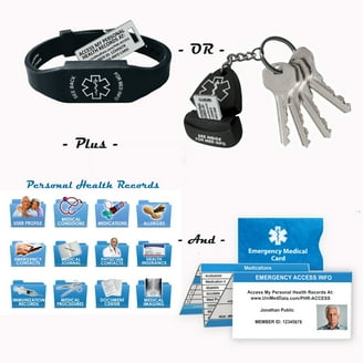 Ultra Slim Medical Alert Bracelet – Hypoallergenic Silicone, Custom Engraved, Waterproof, Includes Medical Wallet Card