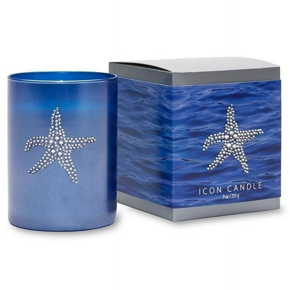 Primal Elements  Starfish 9.5 oz. Icon Candle in Blue Glass