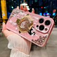 thumbnail image 4 of Magnetic Kickstand Glitter Case for iPhone 15 Plus, [Compatible with Magsafe] Cute 3D Bling Sparkle Rhinestone Butterfly Ring Stand Cat Lace Women Girls Phone Case for iPhone 15 Plus (Pink), 4 of 4
