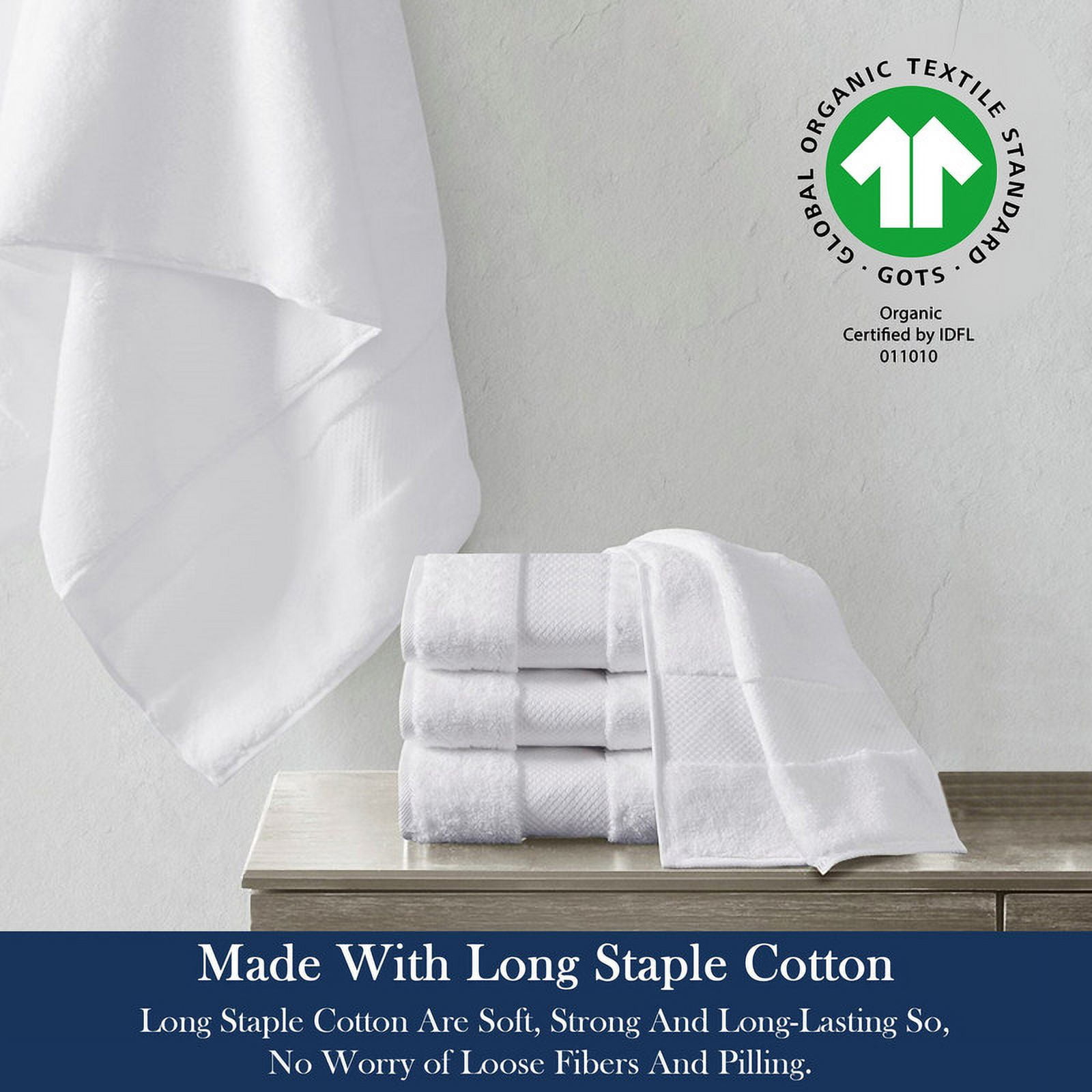 Delara 20-Piece Organic Cotton Towel Set, 650 GSM Luxury Plush, Quick Dry & Ultra-Absorbent, GOTS & OEKO-TEX Certified, White