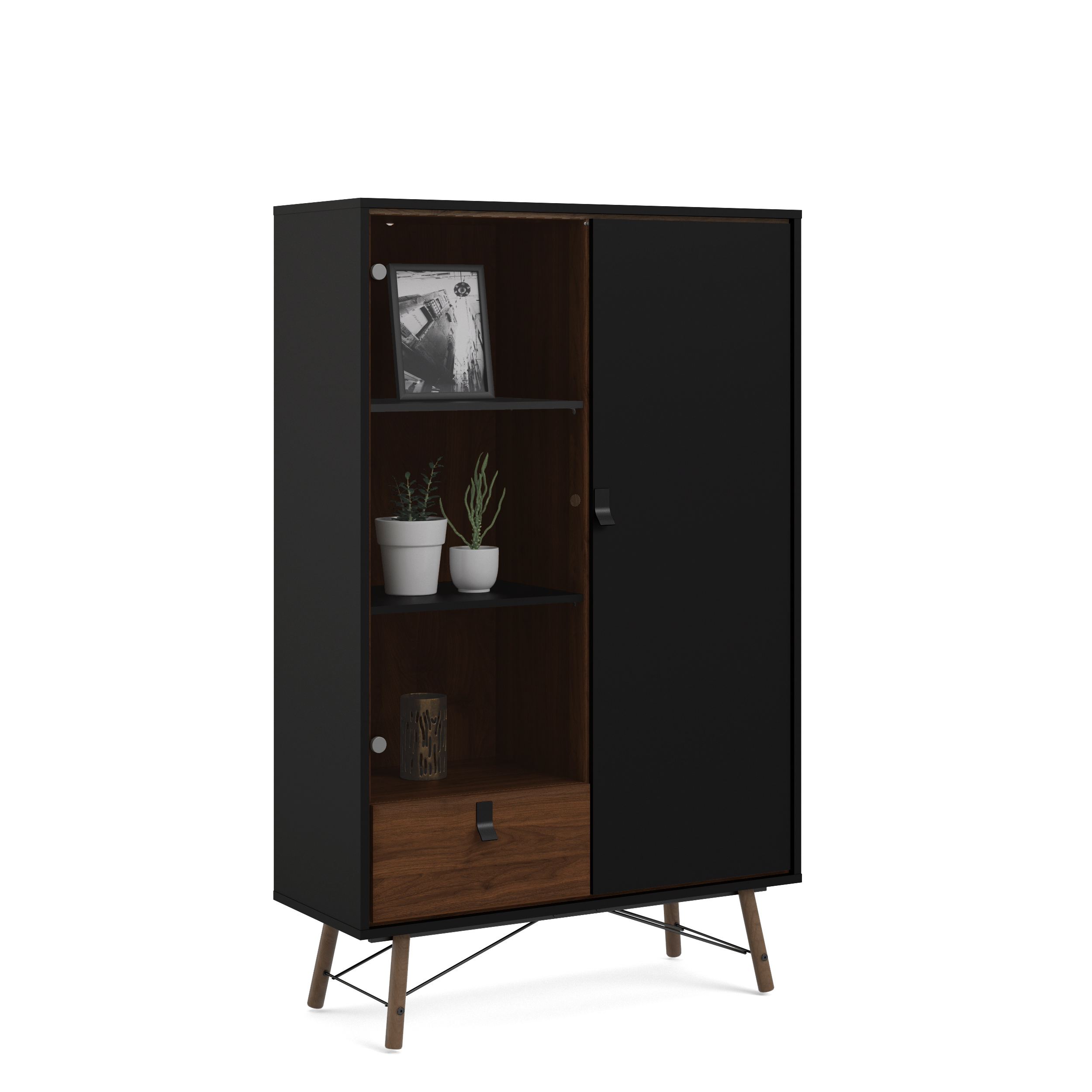 Ry 1 Drawer China Cabinet with 1 Door & 1 Glass Door