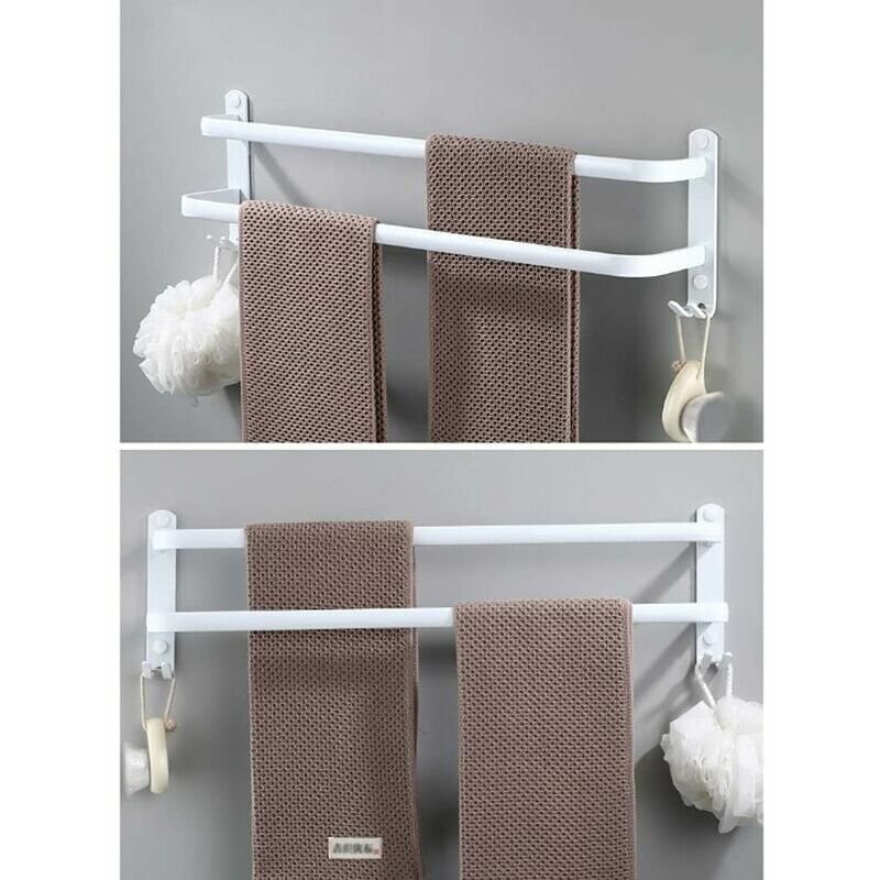 Porte-serviettes Mural 3 étages En Aluminium | Longueur 50 Cm | Avec Crochet | Installation Vis Ou Adhésif | Pour Salle De Bain, Cuisine, Hôtel