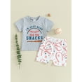 thumbnail image 2 of Wrrkayly Boy Shorts Set Letter Print Short Sleeve T-Shirt Baseball Shorts, 2 of 9