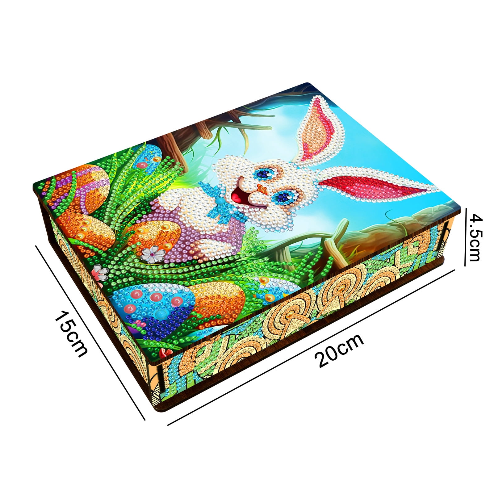 FLOPESN Easter Bunny Eggs DIY Diamond Art Painting Storage Box, Diamond Painting Large Capacity Holiday Storage Box placable jewelry, cosmetics, and small items