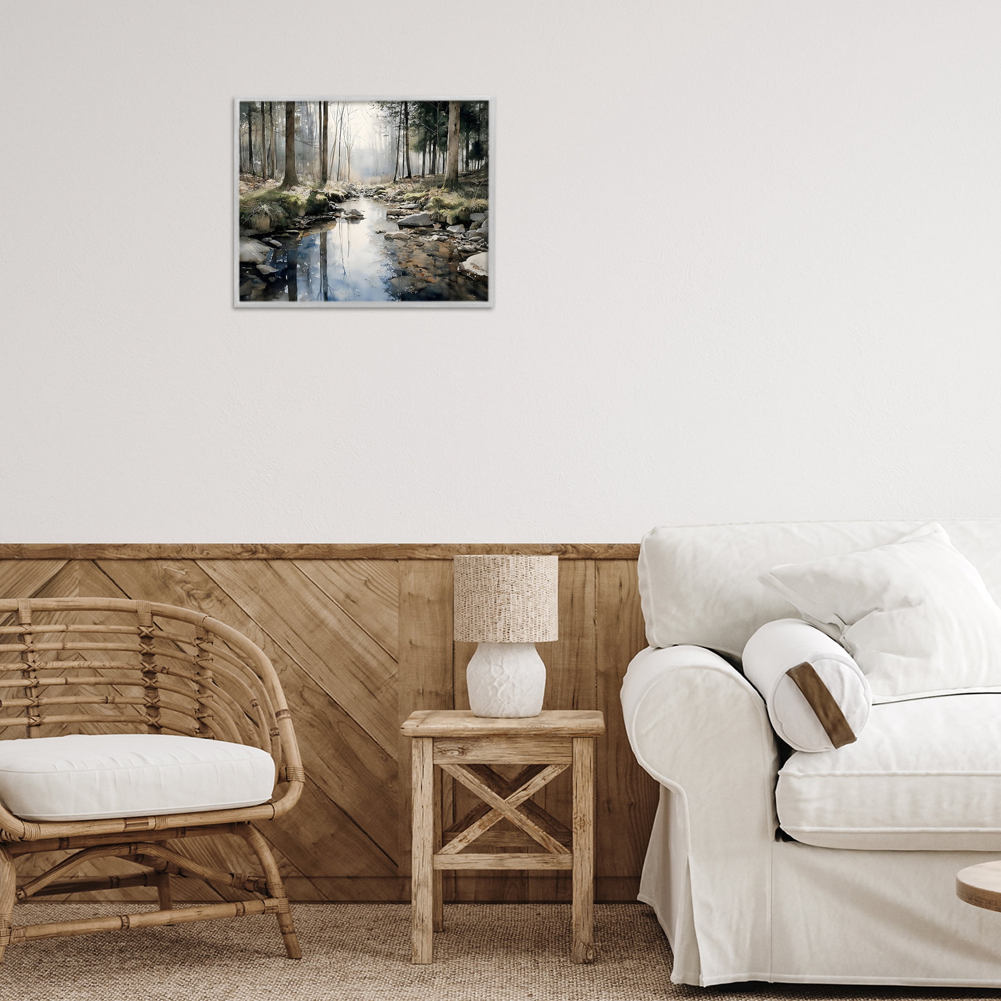 Stupell Industries Rock Creek in Morning Mist Gray Framed Giclee Art, design by Franklyn Gregory