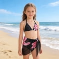 thumbnail image 5 of Xijirk Girls Swimsuit,Floral Print Bikini Three Piece Swimwear for Big Girls and Summer Beach Pool Outfit Bathing Suit,Swimsuit for Girls,Black,9-10 Years, 5 of 6