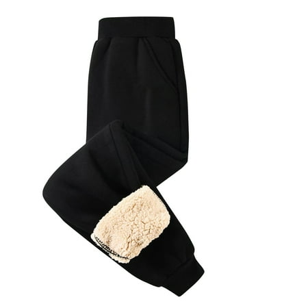 

Lndajk Toddler Kids Boys Girls Warm Sherpa Lined Athletic Sweatpants Jogger Fleece Pants Black 12 Years