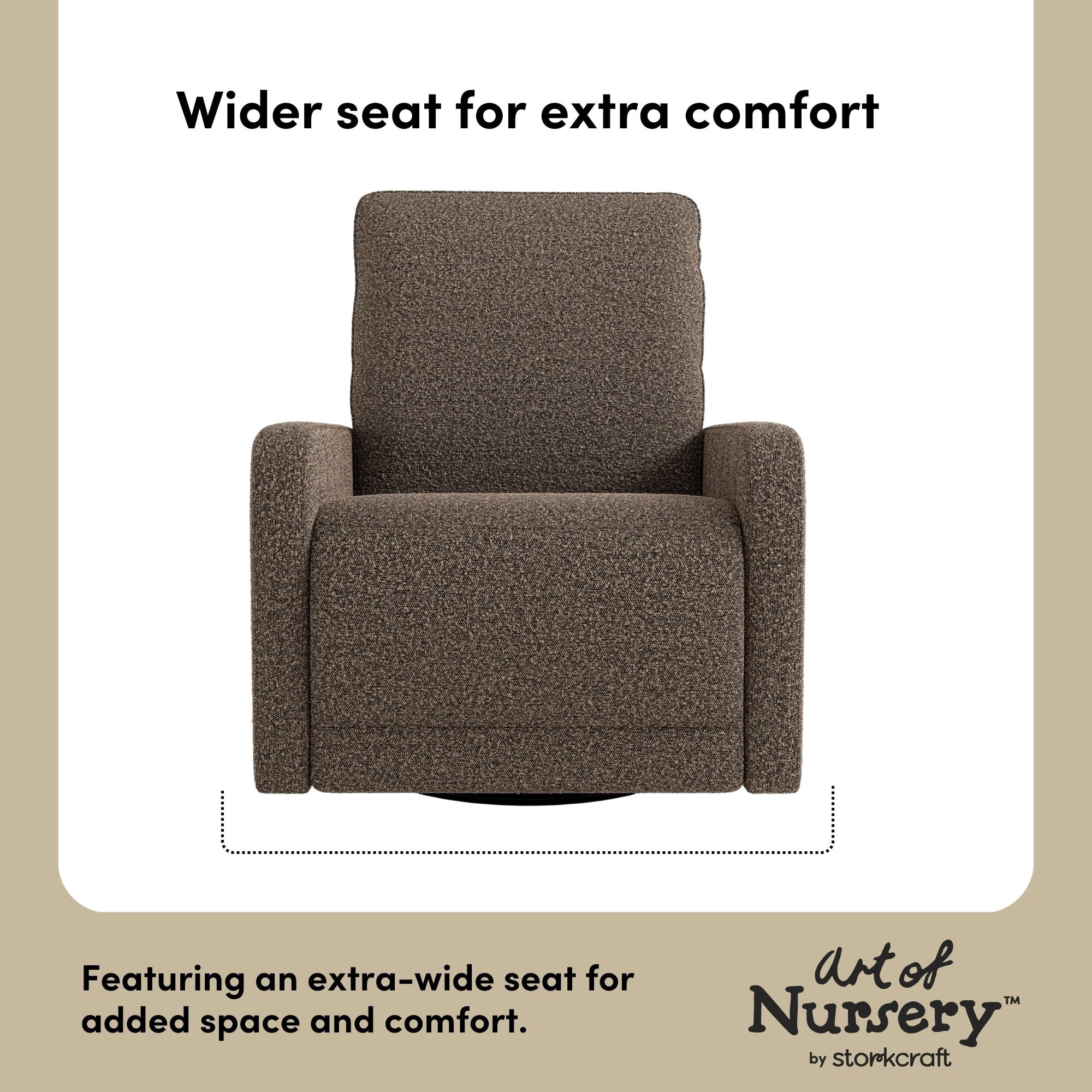Storkcraft Kyoto Deluxe Extra-Wide Nursery Power Recliner Swivel Glider, Mountain Brown Boucle