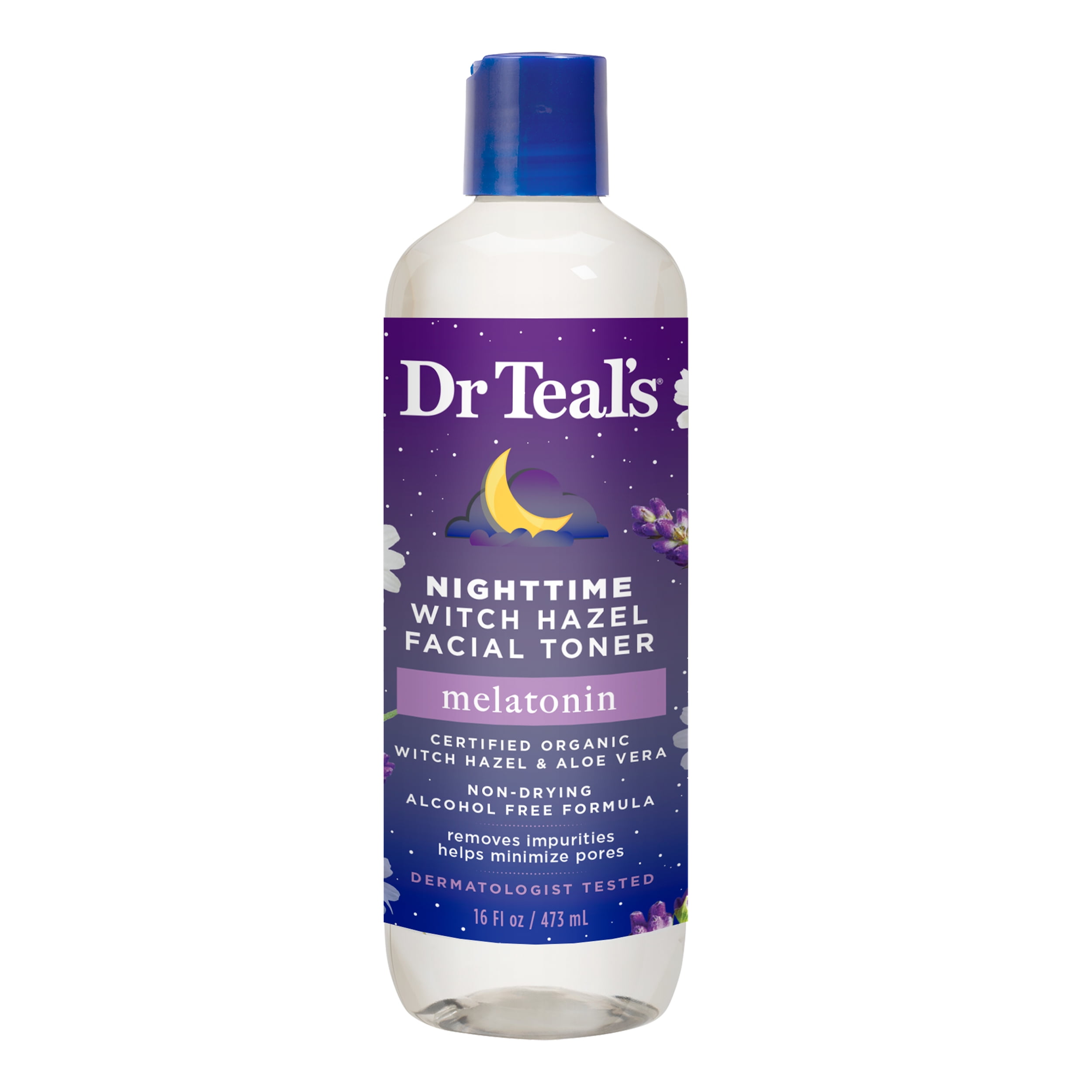Dr Teals Nighttime Witch Hazel Facial Toner with Melatonin, 16 fl.oz.
