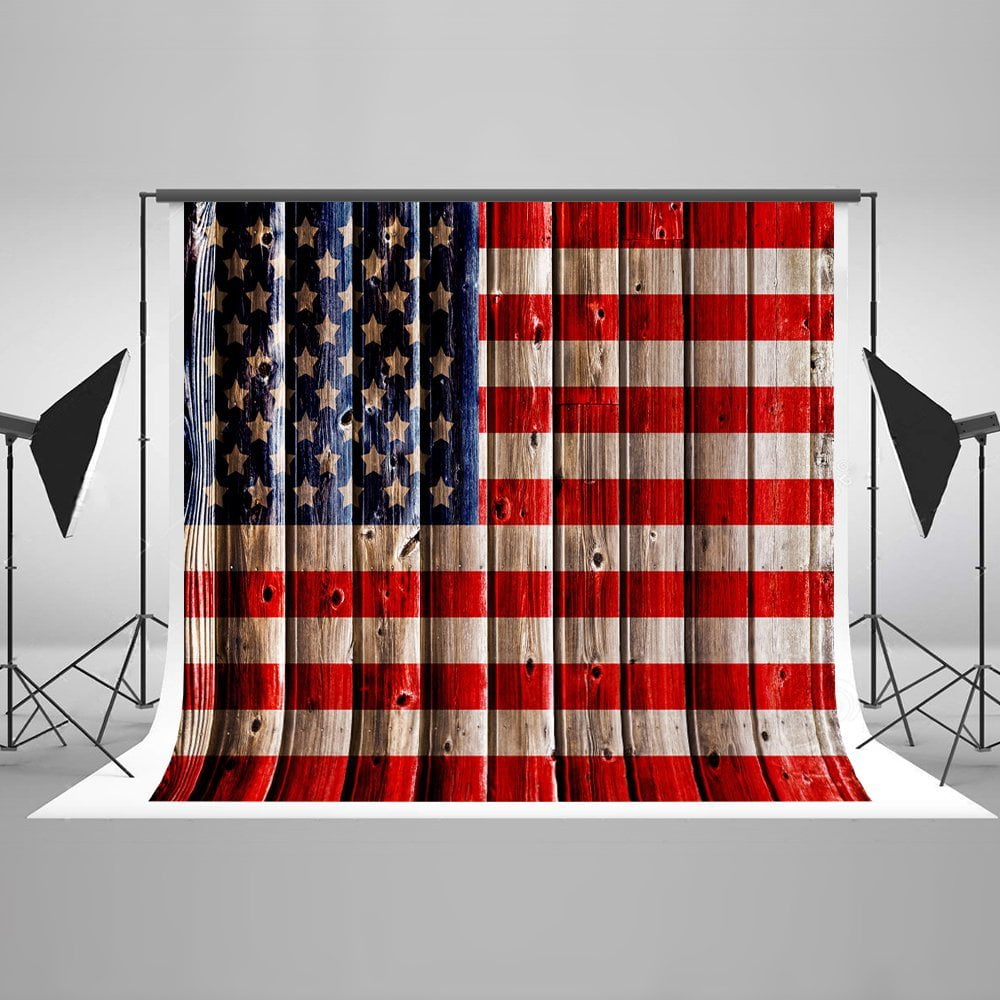 Hellodecor Polyester Fabric 7x5ft American Flag Photography Backdrop