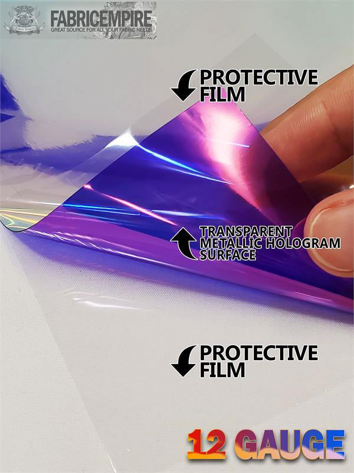 12 Gauge Metallic Transparent Hologram Purple Plastic Vinyl Fabric 38" Wide Sold By The Yard
