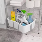 Ling Plastic Cleaning Supplies Caddy Organizer with Handles - Divided Portable Basket - Medium — Home & Garage Storage, Stackable Design